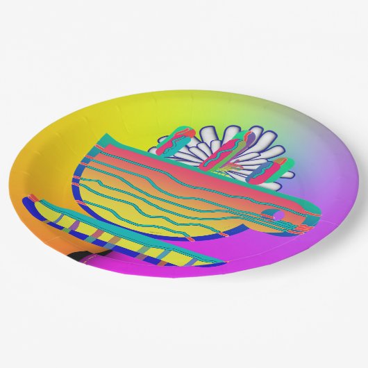 Rainbow Yellow Cup Saucer Party Cocktail Papieren Bordje (Gekanteld)