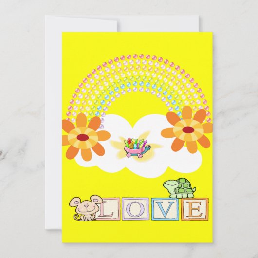 Rainbow Yellow Love Uitnodiging (Voorkant)