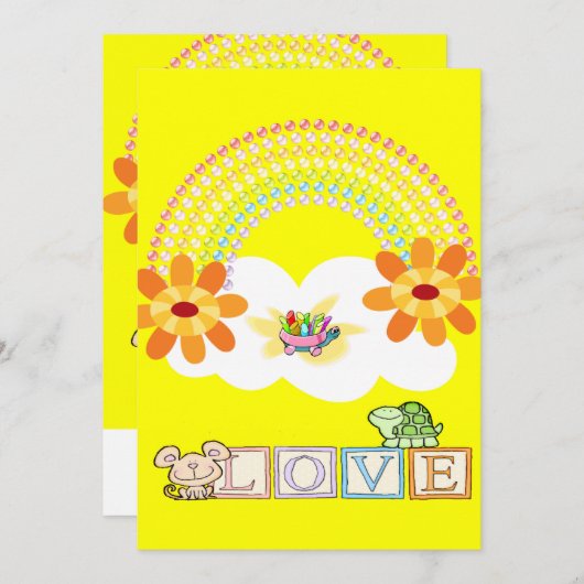 Rainbow Yellow Love Uitnodiging (Voorkant / Achterkant)