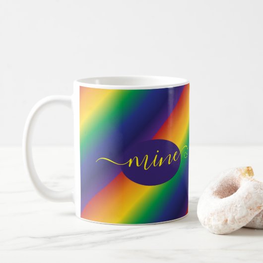 Rainbow Yellow Paars Typografie Koffiemok (Met donut)