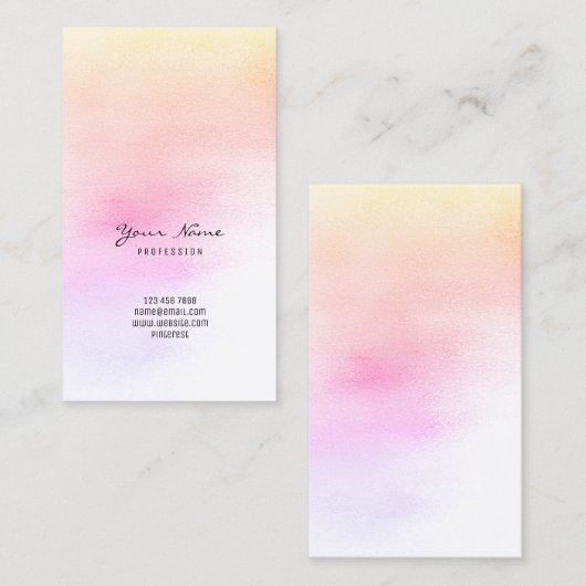 Rainbow Yellow Peach Pink Pastel Peach Ombre Glass Visitekaartje (Voorkant / Achterkant)