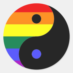 Rainbow Yin en Yang - LGBT Pride Rainbow Colors Ronde Sticker