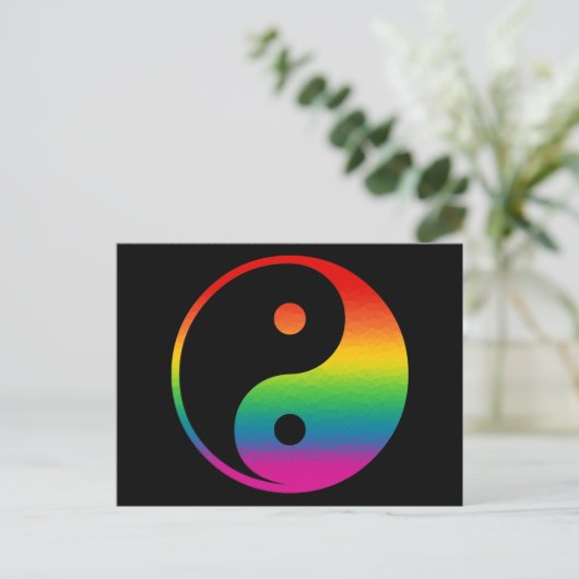 Rainbow Yin Yang Briefkaart (Staand voorkant)