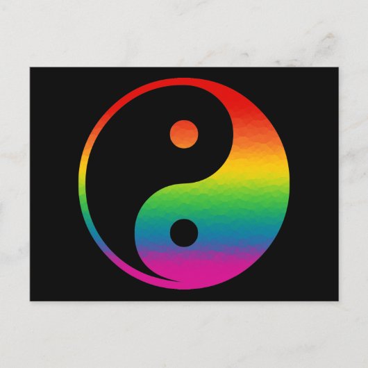Rainbow Yin Yang Briefkaart (Voorkant)