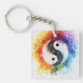 Rainbow Yin Yang Digitale Kunst Sleutelhanger