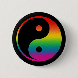Rainbow Yin Yang Ronde Button 5,7 Cm