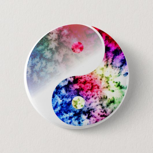 Rainbow Yin Yang Ronde Button 5,7 Cm (Voorkant)