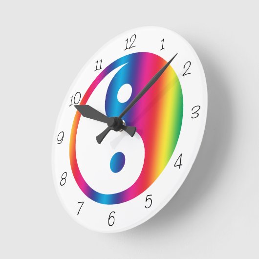 Rainbow Yin Yang Ronde Klok (Hoek)