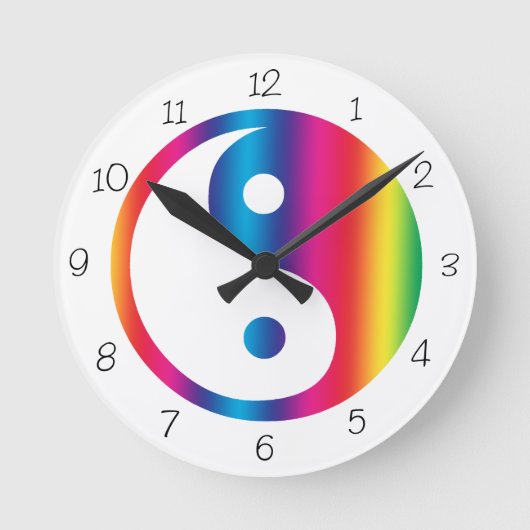 Rainbow Yin Yang  Ronde Klok (Voorkant)