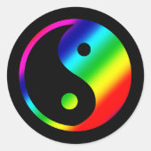 Rainbow Yin Yang Ronde Sticker (Voorkant)