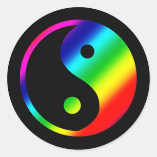 Rainbow Yin Yang Ronde Sticker