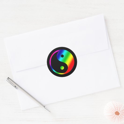 Rainbow Yin Yang Ronde Sticker (Envelop)