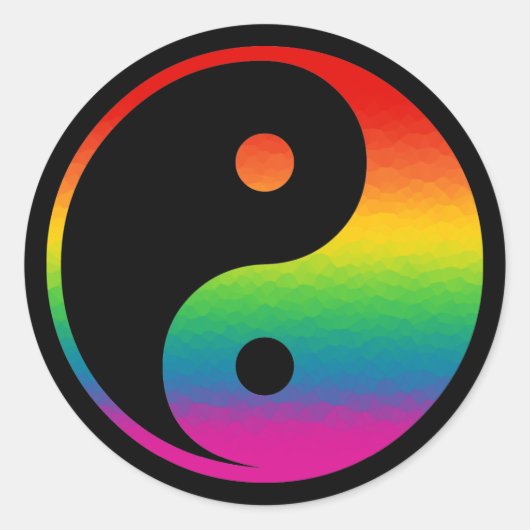 Rainbow Yin Yang Ronde Sticker (Voorkant)