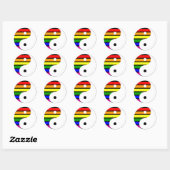 Rainbow Yin Yang Ronde Sticker (Vel)
