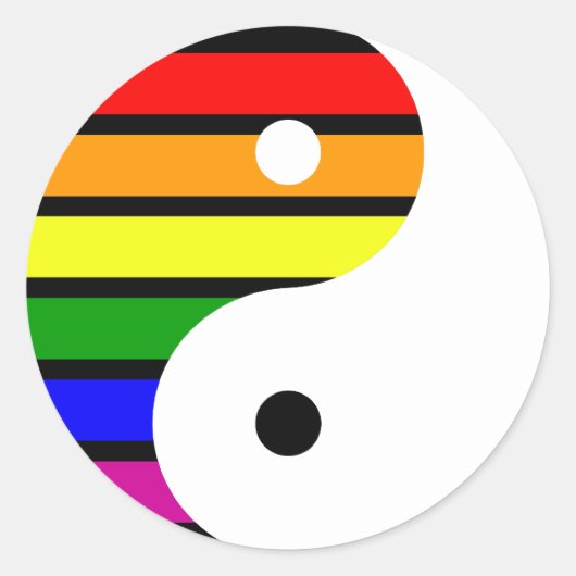 Rainbow Yin Yang Ronde Sticker (Voorkant)