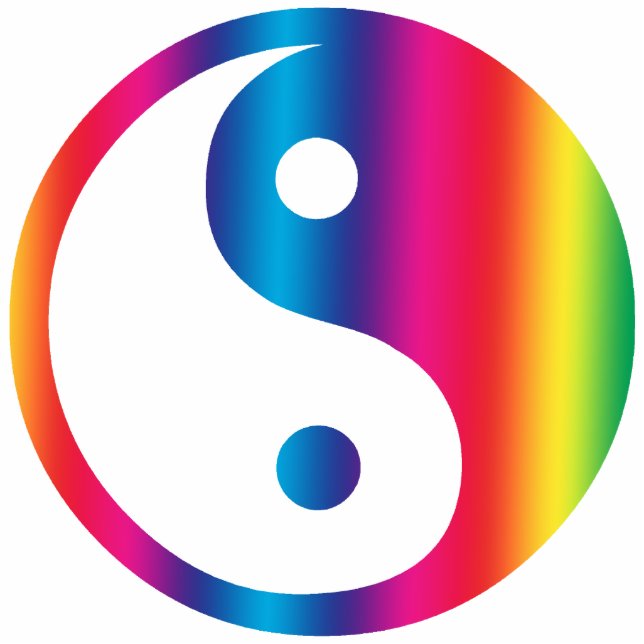 Rainbow Yin Yang Symbol Fotobeeldje Ornament (Voorkant)