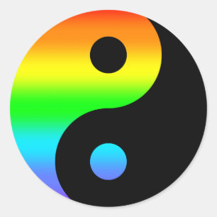 Rainbow Yin Yang Symbol Ronde Sticker