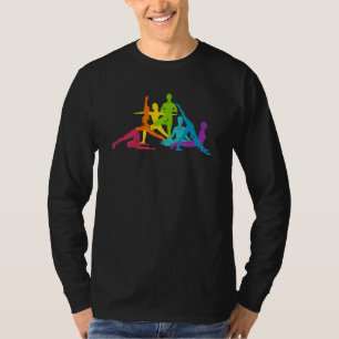 Rainbow Yoga Poses Yogis Meditating Enthusians T-shirt
