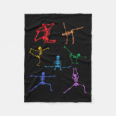 Rainbow Yoga Skelet Oefening Bot Halloween Onderde Fleece Deken (Voorkant)