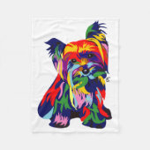Rainbow Yorkie Cuddler Fleece Deken (Voorkant)