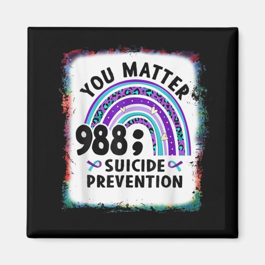 Rainbow You 988 Suicide Prevention Awareness Bleac Magneet (Voorkant)