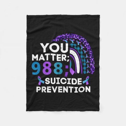 Rainbow You 988 Suicide Prevention Awareness Ribbo Fleece Deken (Voorkant)