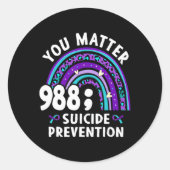 Rainbow You 988 Suicide Preventions Week Ri  Ronde Sticker (Voorkant)
