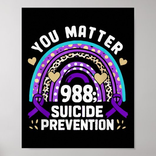 Rainbow You 988 Zelfmoordpreventie bewustzijn Ribb Poster (Voorkant)