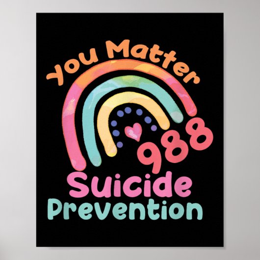 Rainbow You 988 Zelfmoordpreventie bewustzijn Ribb Poster (Voorkant)