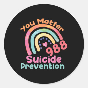 Rainbow You 988 Zelfmoordpreventie bewustzijn Ribb Ronde Sticker