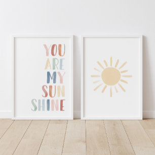 Rainbow You Are My Sunshine en Sun Nursery Muurkunst Sets