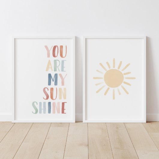 Rainbow You Are My Sunshine en Sun Nursery Muurkunst Sets