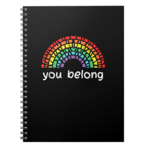 Rainbow You Belong Gay Pride LGBT Support Mannen V Notitieboek