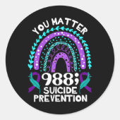 Rainbow You Problem 988 Suicide Prevention Awarene Ronde Sticker (Voorkant)