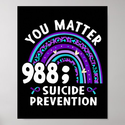 Rainbow You Problem 988 Zelfmoordpreventie Awarene Poster (Voorkant)