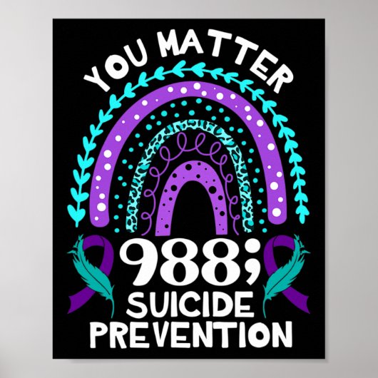 Rainbow You Problem 988 Zelfmoordpreventie Awarene Poster (Voorkant)