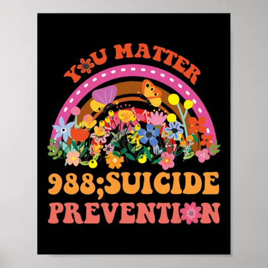 Rainbow You Problem 988 Zelfmoordpreventie Awarene Poster (Voorkant)