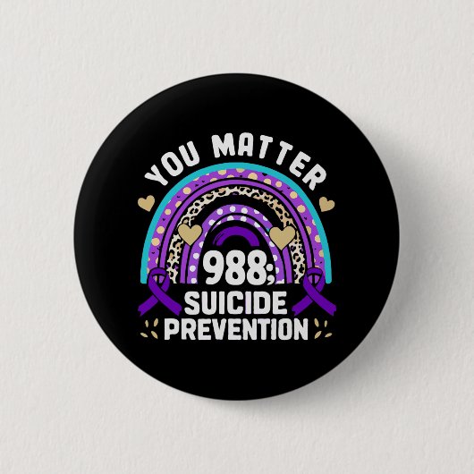 Rainbow You Problem 988 Zelfmoordpreventie Awarene Ronde Button 5,7 Cm (Voorkant)