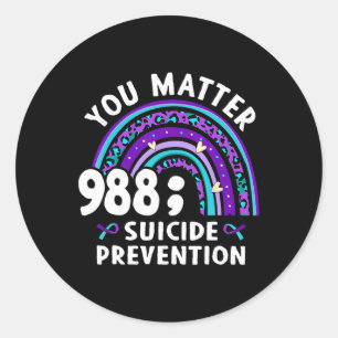 Rainbow You Problem 988 Zelfmoordpreventie Awarene Ronde Sticker