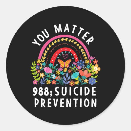 Rainbow You Problem 988 Zelfmoordpreventie Awarene Ronde Sticker (Voorkant)