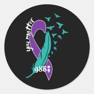 Rainbow You Problem 988 Zelfmoordpreventie Awarene Ronde Sticker