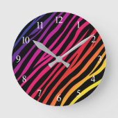 Rainbow Zebra Animal Print Ronde Klok (Voorkant)