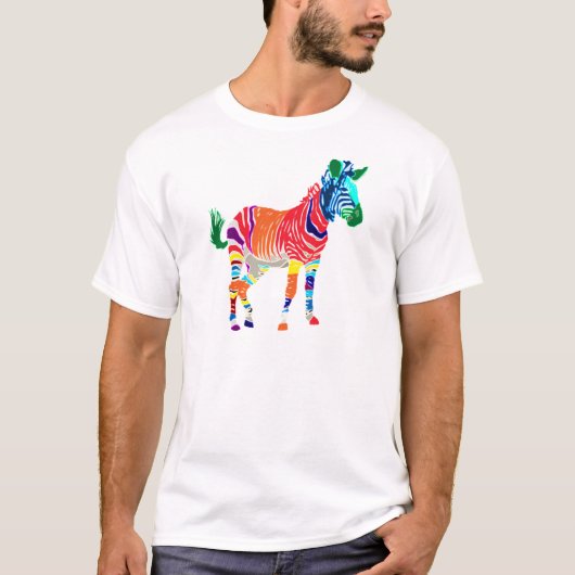Rainbow Zebra Animals Monogramed Pattern Party T-shirt (Voorkant)
