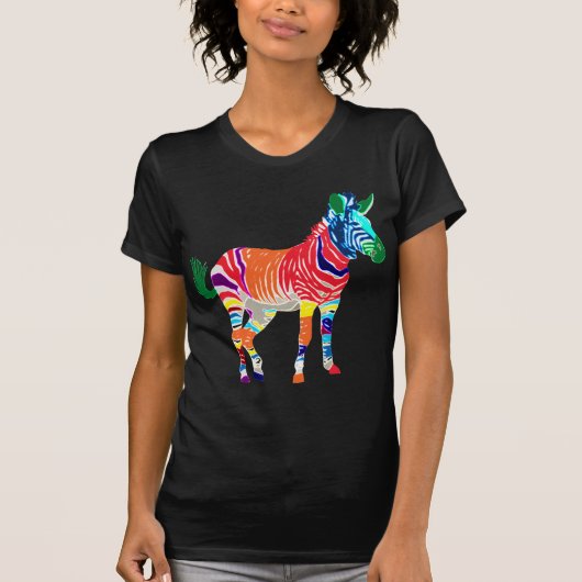 Rainbow Zebra Animals Monogramed Pattern Party T-shirt (Voorkant)