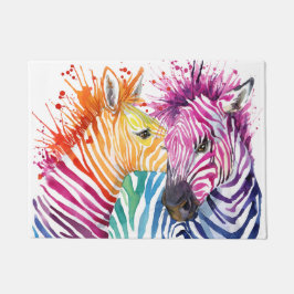 Rainbow Zebra Doormat Deurmat