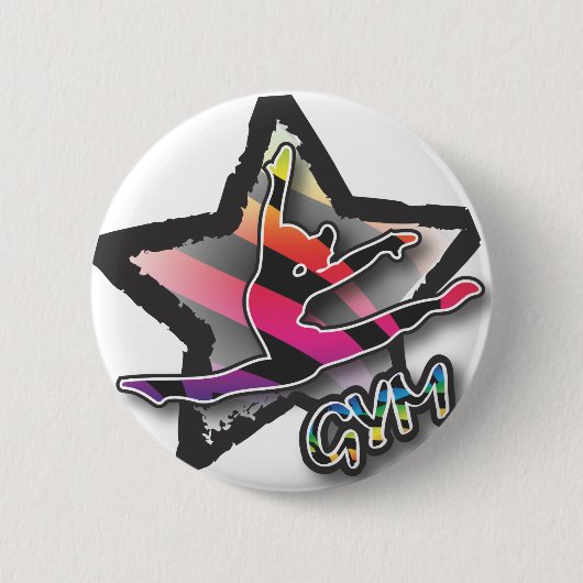 Rainbow Zebra Gymnastics Ronde Button 5,7 Cm (Voorkant)