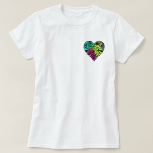Rainbow Zebra Heart T-shirt (Design voorkant)