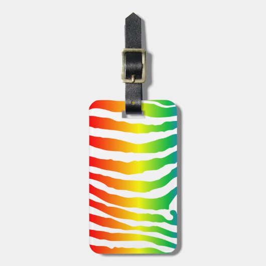 Rainbow Zebra Pattern Bagagelabel (Voorkant verticaal)