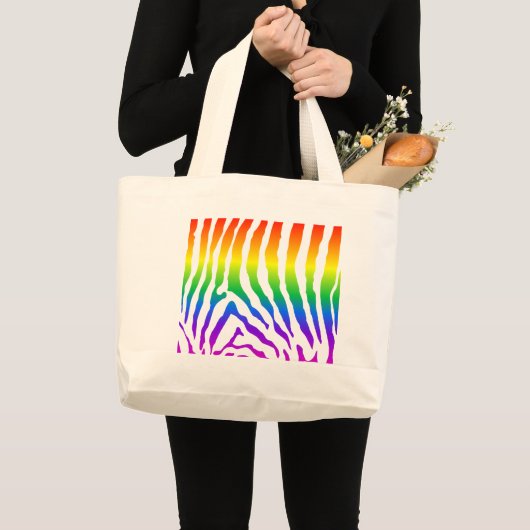 Rainbow Zebra Pattern Grote Tote Bag (Voorkant (product))