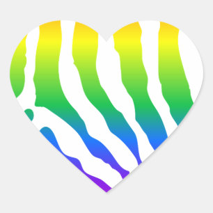 Rainbow Zebra Pattern Hart Sticker